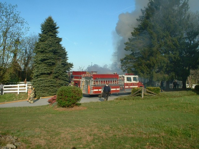 Both Engines and the Tanker assisted Wagontown on this garage fire; Route 340 east of Route 10...5/9/05